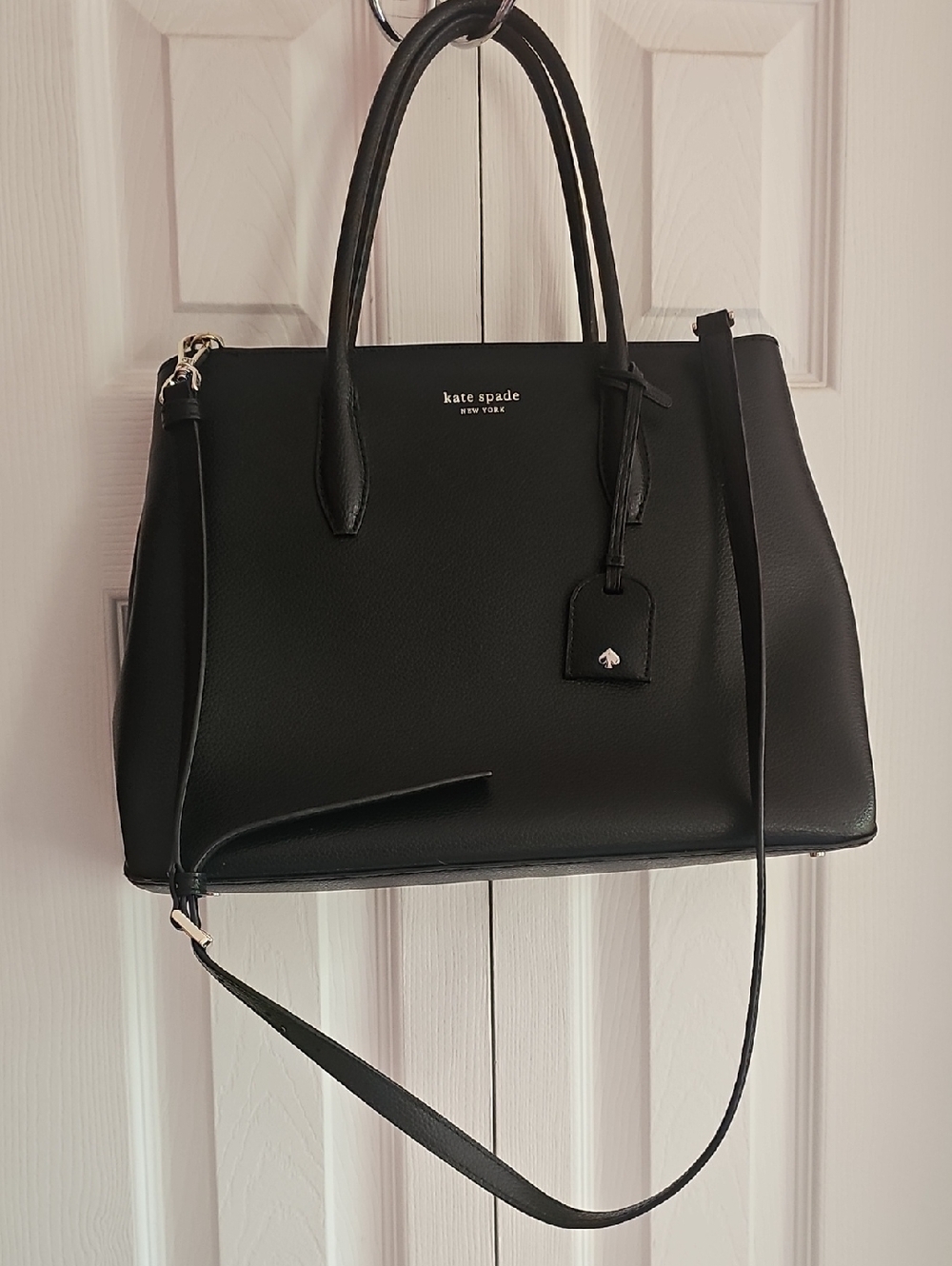 kate spade Black Pebbled Leather Satchel with Crossbody Strap
